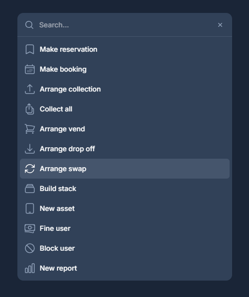 ONARKEN quick action menu