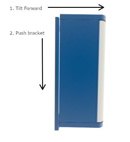 Diagram showing how to remove the ChargeLite wall from the mounting bracket. 