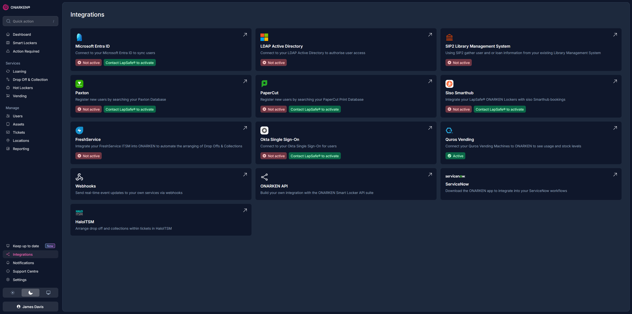 ONARKEN integrations page