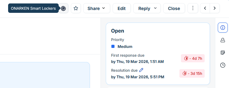 ONARKEN integration button in FreshService