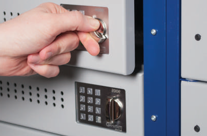 Person using becode TanMode PIN locks on a diplomat basic locker