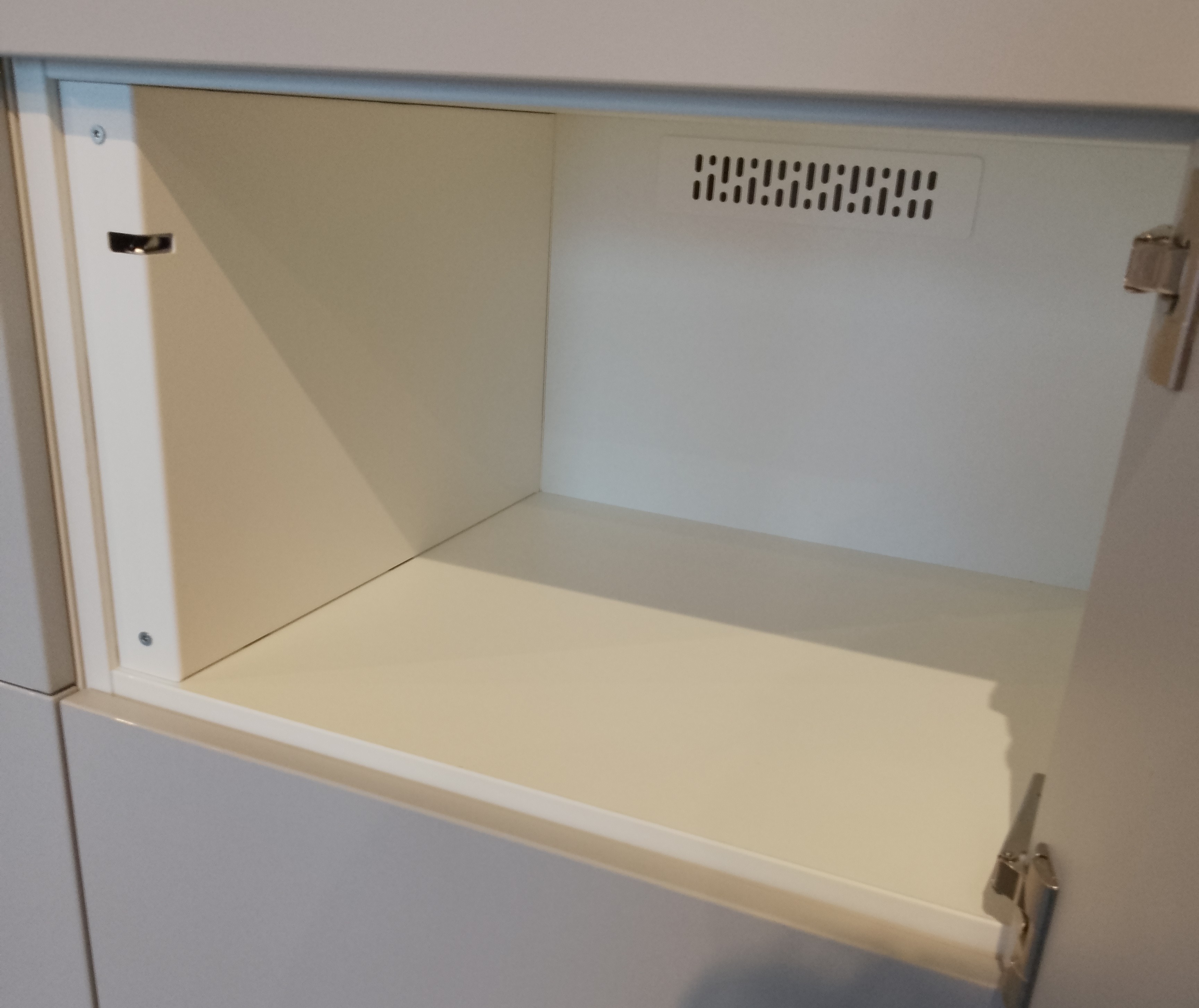 Inside view of a double height Sovran BaseLine locker bay